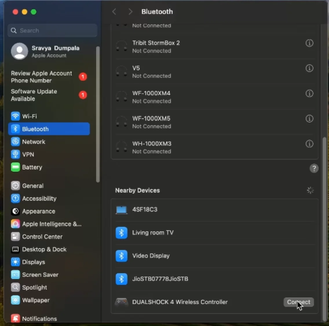 Bluetooth gamepad pairing on a mobile device